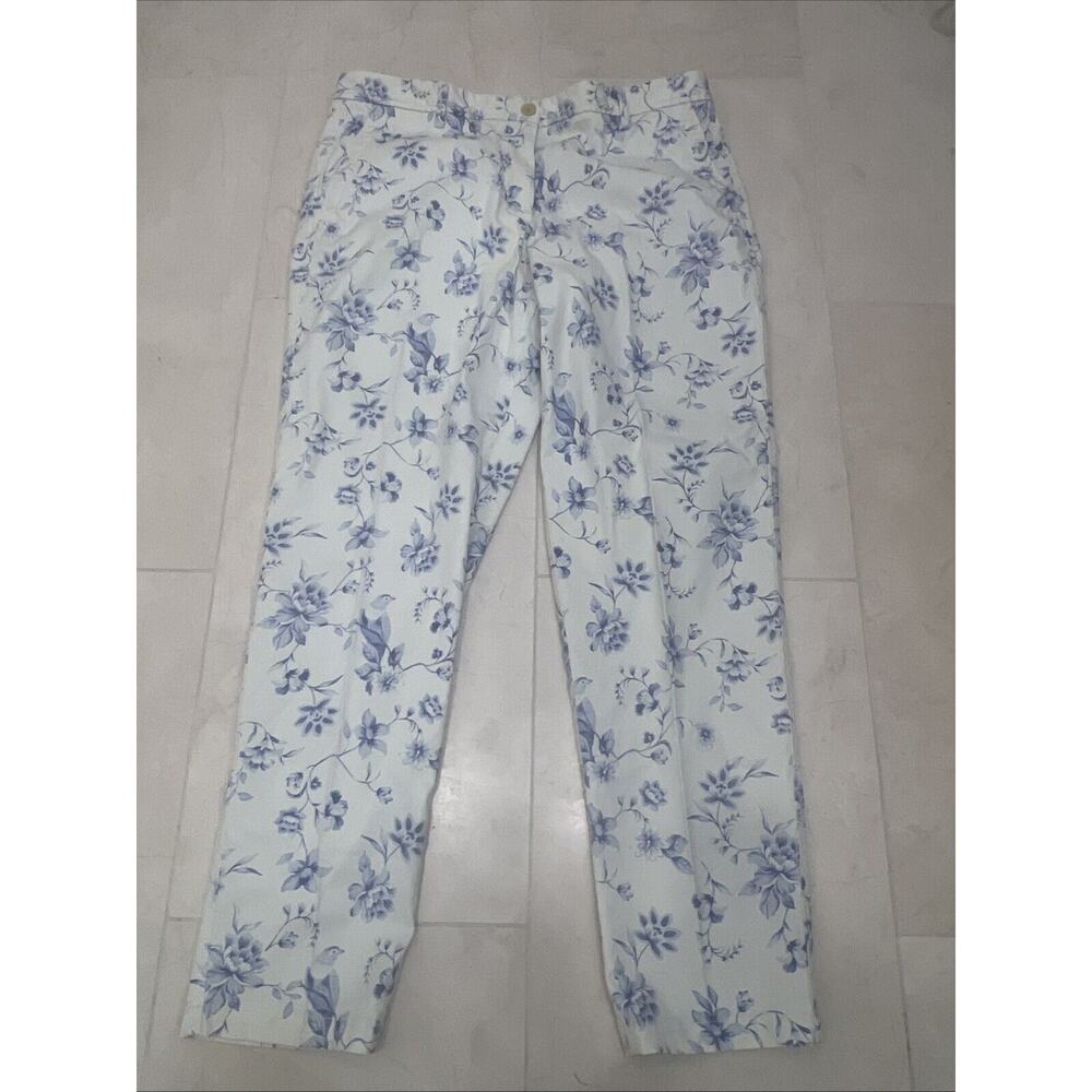 EUC Talbots Size 10 Pants Blue Relaxed Chino Supersoft Relaxed Leg